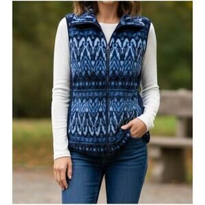 Chaps Large Sleeveless Full Zip Fleece Vest Jacket Blue